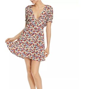 Faithfull The Brand Mini Dress Puff Sleeve Rafhaela Floral Easter Spring Dress M